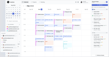 Motion calendar interface showing synced schedules, tasks, and meeting blocks.
